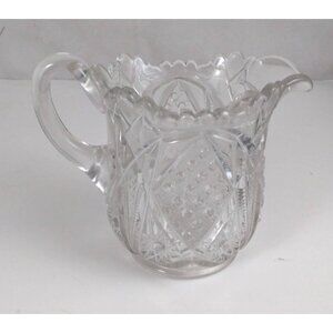 Vintage Imperial Glass Crystal Clear EAPG Star Of David 4.5"Glass Creamer
